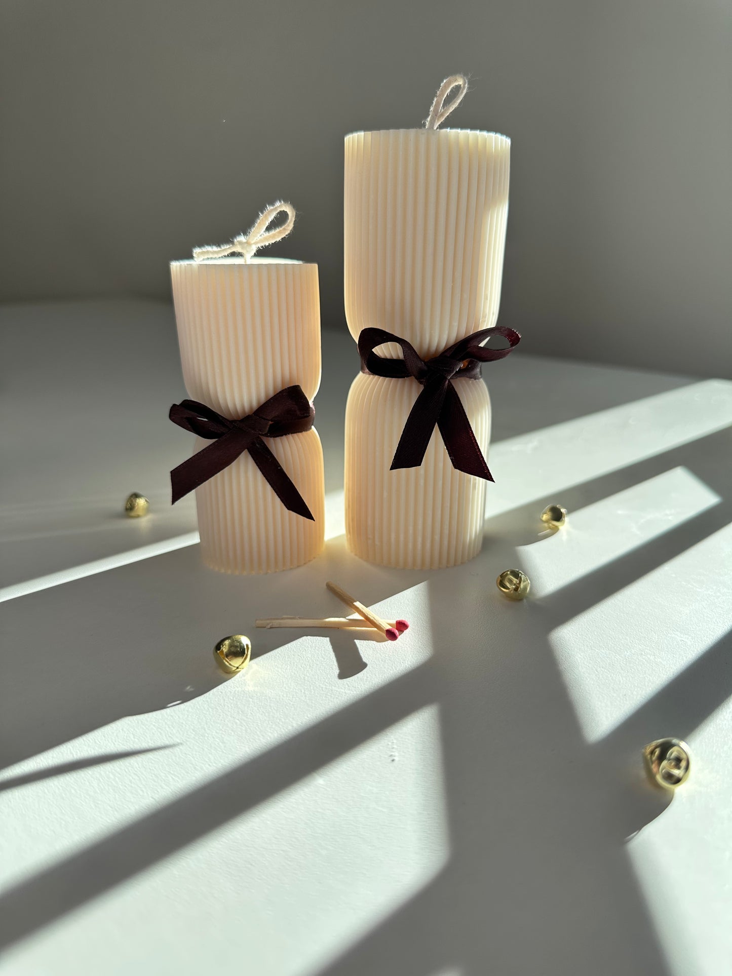 Set aus 2 Rillenkerzen