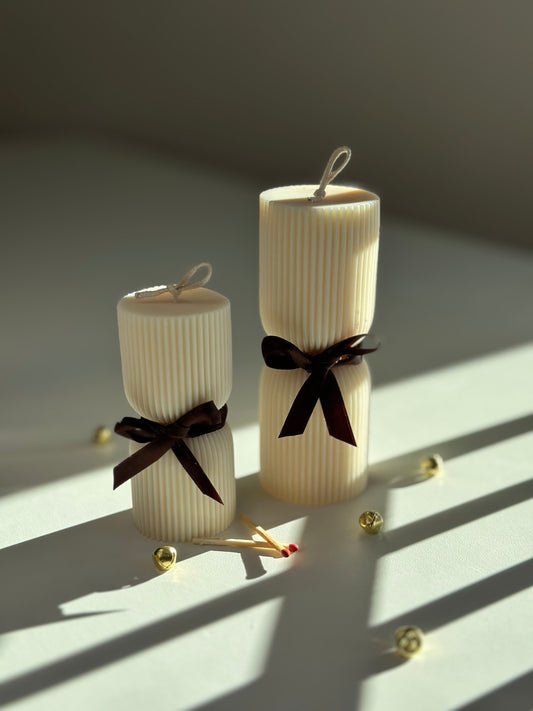 Set aus 2 Rillenkerzen